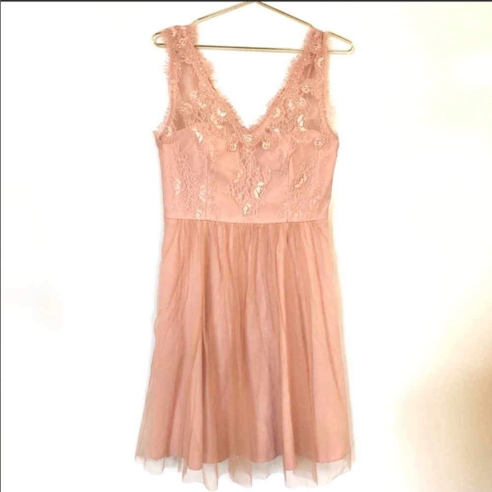 Anthropologie Hitherto Lina Lace Dress Cameo Pink
